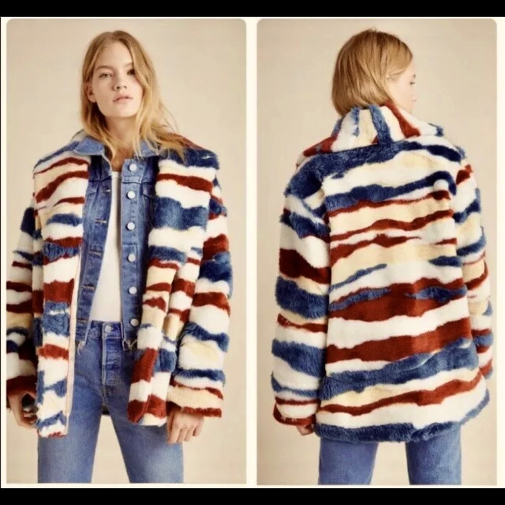 Faux Fur Anthropologie Jacket southwestern XS